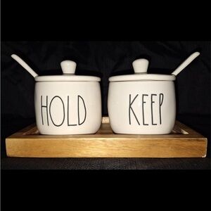 Rae dunn ceramic Hold & Keep jam jelly jars